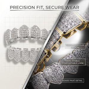 Grilles dentaires Hip Hop Or Platine |   Dents en <span class=keywords><strong>strass</strong></span> serties de diamants |   Cadeau de fiançailles idéal pour les rappeurs - Product Image 2