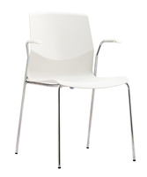 Chaise de salle de réunion empilable avec accoudoirs, en métal moderne et coque en plastique, pour usage scolaire et hôtelier