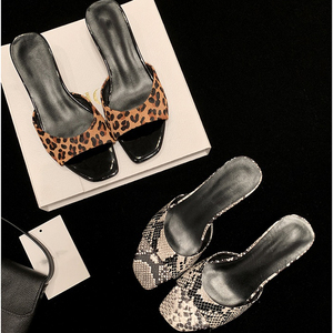 Sandalias de Tacón Alto para Mujer, Diseño 2026, <span class=keywords><strong>Muy</strong></span> Populares, Punta Cuadrada, Estampado Animal, Una Sola Tira, de Cuero - Product Image 3