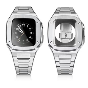 Funda <span class=keywords><strong>de</strong></span> armadura <span class=keywords><strong>de</strong></span> acero inoxidable para <span class=keywords><strong>Apple</strong></span> <span class=keywords><strong>Watch</strong></span>, correa <span class=keywords><strong>de</strong></span> Metal <span class=keywords><strong>de</strong></span> 44mm y 45mm para iWatch Series <span class=keywords><strong>7</strong></span>, 6 SE, parachoques <span class=keywords><strong>de</strong></span> Metal modificado - Product Image 1