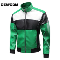Service OEM personnalisé – Blouson moto en cuir fin à col montant, réversible, brodé, color block, style streetwear, pour l'automne