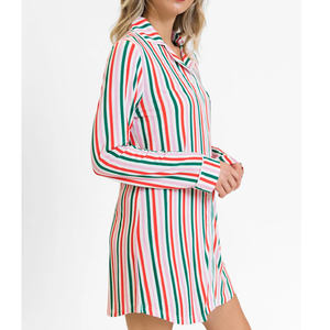 <span class=keywords><strong>Abito</strong></span> da notte da <span class=keywords><strong>donna</strong></span> carer-Lover all'ingrosso a righe <span class=keywords><strong>natale</strong></span> a manica lunga stile camicia da salotto pigiama - Product Image 3