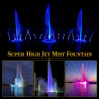 Fuente de agua programable grande con chorro de niebla de alta potencia y luz RGB para lagos y sitios turísticos