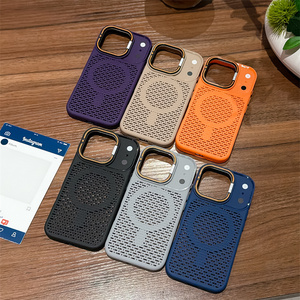 Original Cooling Magnetic <b>holder</b> Phone case for <b>iPhone</b> 17 16 15 14 Pro Max Converted stand Breathable Mesh Honeycomb Back Cover - Product Image 2