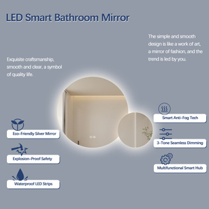 Bolen-lámpara de <span class=keywords><strong>espejo</strong></span> led de diseño de lujo, <span class=keywords><strong>espejo</strong></span> <span class=keywords><strong>redondo</strong></span> iluminado para pared de <span class=keywords><strong>baño</strong></span>, con luces alrededor del borde - Product Image 5