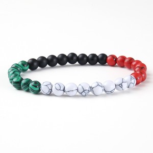 Palestine Flag Natural Stone Beads Braided Rope Unisex Adjustable Size Bracelets Bangle Red Black White Green Christmas Gift UAE - Product Image 2