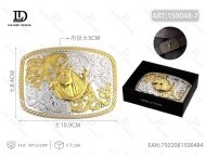 Fibbia per cintura grande in argento e oro, rotonda e quadrata, 5,0 cm, accessorio moda per uomo e donna - Product Image 1