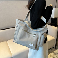 Bolsos de lona para mujer, bolsos de hombro multibolsillos de gran capacidad, bolsos de lona informales con bolsillo con cremallera para el viaje diario