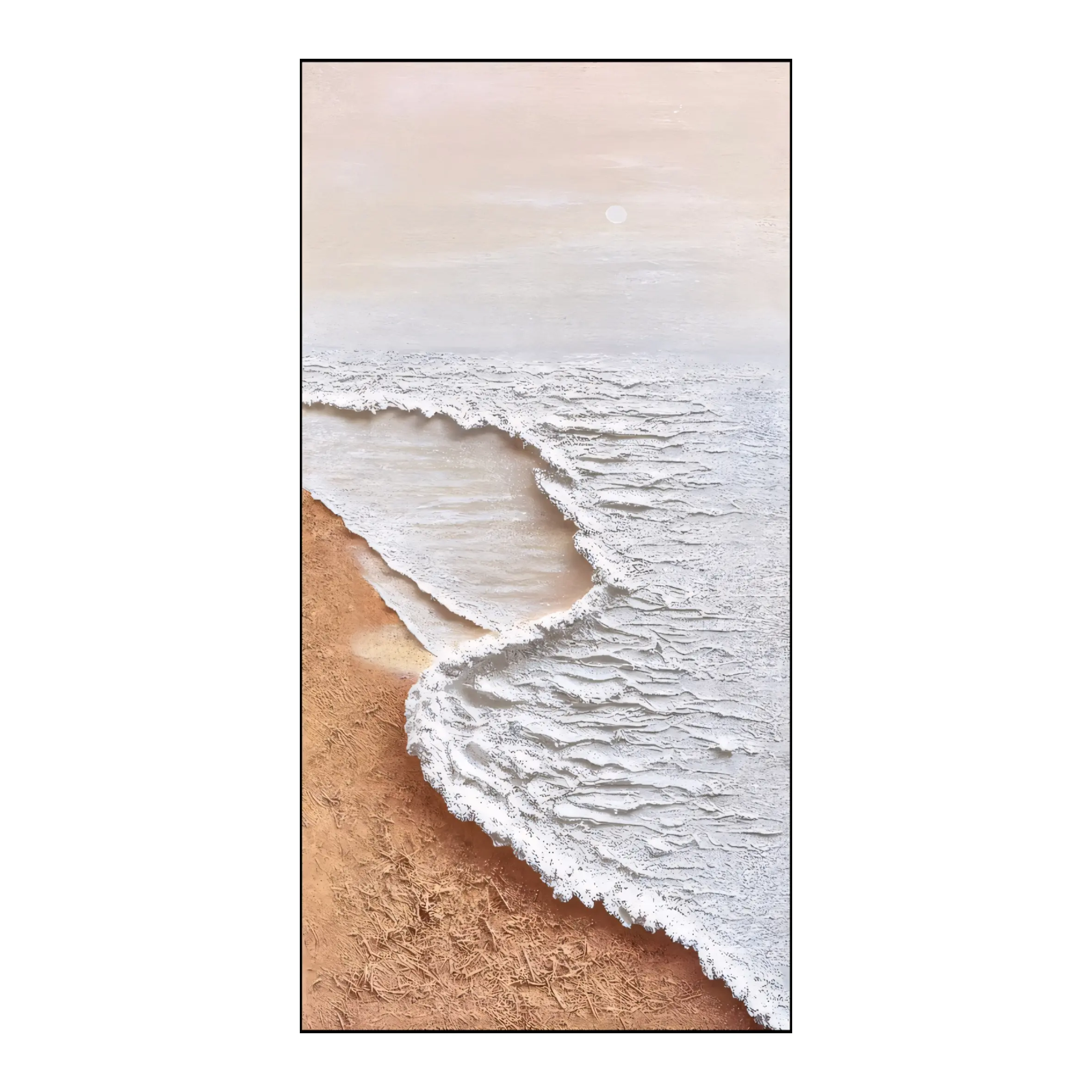 100% Handgeschilderde Oranje Witte Zeewave 3d Textuur Dikke Moderne Abstracte Muur Kunst Hand Reliëf Olieverfschilderij Canvas Handgemaakt