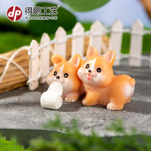 Figura de Resina de Cachorro de Corgi, Linda Miniatura de Animal, Decoración para el Hogar, Oficina o Auto, Artesanía Artística - Product Image 3