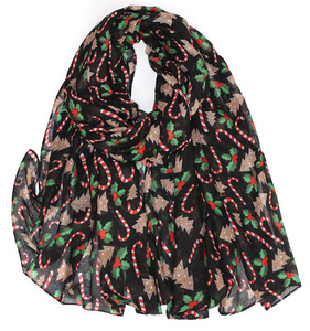 Sciarpa da stampa natalizia con fiocco di neve e stampella con <span class=keywords><strong>motivi</strong></span> natalizi sciarpa da donna scialle in filato abito da regalo Costume accessorio decorazione - Product Image 1