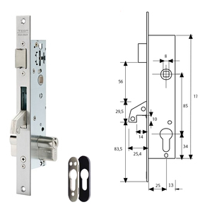 Serratura Tesa 2240/25/3NI con Scudo di Sicurezza E190 - Product Image 1
