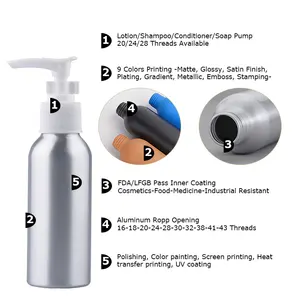 Custom Empty 100ml 250ml 300ml 500ml Body Wash Shower Gel Cosmetics Hair Conditioner Pump Aluminium Shampoo Bottle Packaging