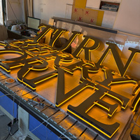 Enseigne 3D avec lettres en acier inoxydable, enseigne 3D en acrylique rétroéclairée, enseigne 3D à LED, vente en gros de logos commerciaux par les fabricants