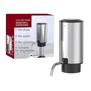 Presente De Natal Do Vendedor quente Barato Automático De Aço Inoxidável Vinho Elétrico Aerador Dispenser Pourer Metal Decanter De Vinho Elétrico