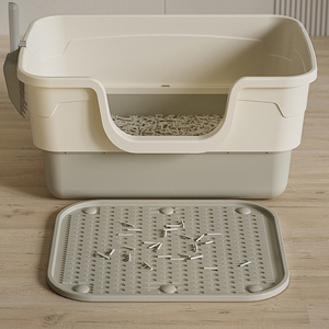 Jumbo Semi-Enclosed Cat Litter <b>Box</b> with Leak Tray - Extra-Large Includes Shovel <b>Drop</b>-Shipping - Product Image 2