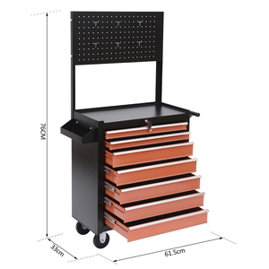 HOMCOM <b>Tool</b> <b>Trolley</b> Equipment with Drawer 61.5 x 33 x 76cm Black and Orange - Product Image 3