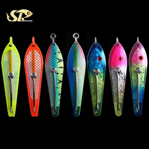 SUPERIORFISHING Tolling Spoon Stainless Steel Bait Fishing Lure Drove Spoon With Single Hook N6D