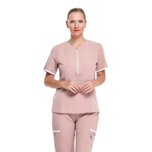 Super macios uniformes médicos enfermeira médica esfrega conjuntos entalhe pescoço top calças conjuntos - Product Image 1