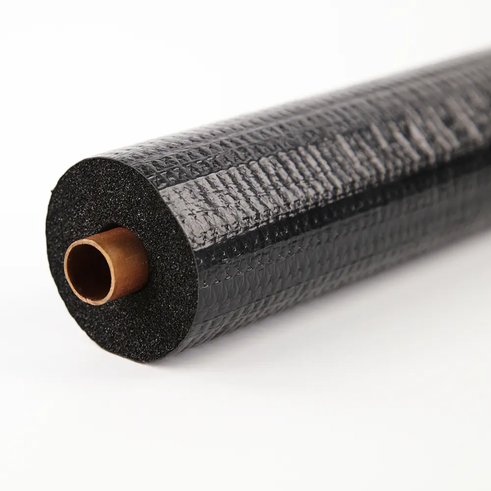 Air conditioner Insulation Thermal Rubber Foam Pipe With PVC layer which save PVC decorative tube