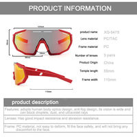 Lunettes de soleil de sport pour enfants, monture noire, protection UV400, verres interchangeables, verres PC à monture complète