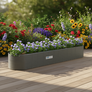 กระถางปลูกต้นไม้ทรงสี่เหลี่ยมผืนผ้า สีเทา วัสดุเหล็กเคลือบสีฝุ่น ทนทาน สำหรับปลูกดอกไม้ตามฤดูกาล เหมาะสำหรับใช้งานกลางแจ้ง - Product Image 2