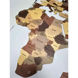 Trucco di viaggio in legno 3D personalizzato decorazione della parete della mappa del mondo in legno