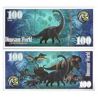 Dinosaurier-Welt Doppelseitiges Silberfolien-Banknotenset 100 Sammlerstücke Kunst & Feiertagsgeschenk für Kinder Jurassic-Fans Lehrreiche Dekoration