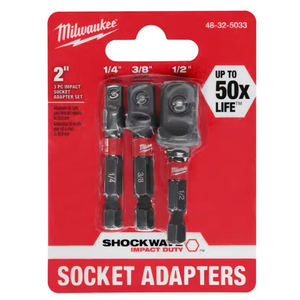 <strong>Milwaukee</strong> 48-32-5033 SHOCKWAVE Impact Hex Shank <strong>Socket</strong> Adapter <strong>Set</strong> 3PC Durable Professional Alloy76 Steel Tool Accessories - Product Image 4