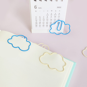 Boîte créative en métal blanc bleu dessin animé mignon nuage trombone épingles signet accessoires de bureau papeterie scolaire - Product Image 1