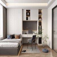 Neues Design Modernes Holz-Schlafzimmer-Set mit Kleiderschrank Schreibtisch Tatami-Bett - All-in-One Komfortabler Raum für Zuhause & Hotel