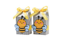 Boîtes en papier recyclé avec rubans, motif abeille mignon, pour bonbons et biscuits, idéales pour les fêtes sur le thème de l'abeille, les cadeaux, les friandises, les anniversaires et les baby showers