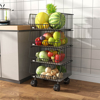Chariot de rangement mobile multi-niveaux sur roulettes en métal au design moderne pour chambre et salle de bain