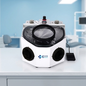 Machine de sablage <span class=keywords><strong>dentaire</strong></span> professionnelle à double stylo électrique, double réservoir, avec port de visualisation en verre et interrupteur au pied pour laboratoire <span class=keywords><strong>dentaire</strong></span> - Product Image 1