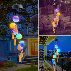 Hạt bóng năng lượng mặt trời đèn sân vườn 6 LED thay đổi màu sắc ánh sáng mặt trời gió Chimes treo đèn năng lượng mặt trời cho cây Patio trang trí - Product Image 5