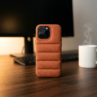 Étui pour téléphone portable Apple Iphone 16, rembourré de coton, protection contre les chutes, couleur unie, texture, anti-traces de doigts, étui en cuir