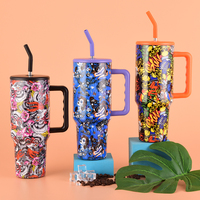 Ventes chaudes, grande capacité, nouveau design, gobelet isotherme en acier inoxydable carré de 40 oz, poignée, couvercle, anti-fuite, maintien de la chaleur de 6 à 12 heures
