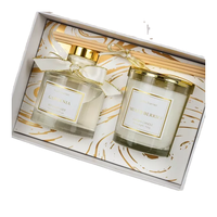 Ensemble diffuseur de parfum en verre artisanal avec bougie en cire de soja, parfum fruité, aromathérapie, décoration de la maison pour la Saint-Valentin, boîte cadeau