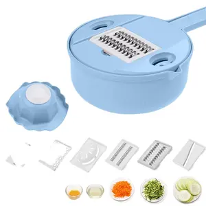 Multi-functional Vegetable Grater, Vegetable Slicer Manual Chopper Cutter with Hand Protector, Versatile Serving Bowls with Lid