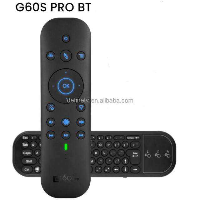 Define G60S Pro BT 2.4GHz Wireless Air Mouse Voice Control Backlight Mini PC Keyboard Gyroscope 4 Buttons AAA Battery 10m Range