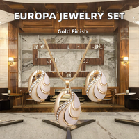 Collier et boucles d'oreilles tendance en cristal géométrique plaqué or, vente chaude en Europe, micro-inserts en strass, bijoux pour femmes