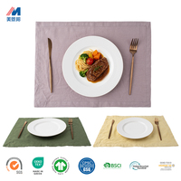 Nappe de table en lin naturel doux au toucher, écologique, isolante thermiquement, résistante aux rayures, accessoire de salle à manger