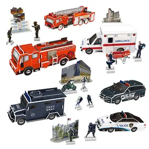 3D-головоломка, модель грузовика, 3D головоломка, автомобили, Бумажные модели «сделай сам», Полицейская машина, пожарная машина, скорой помощи для детей