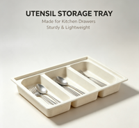 Plateau de rangement pour couverts de cuisine réglable en fibre de coque de riz personnalisable, organisateur d'ustensiles extensible à 2 ou 3 compartiments