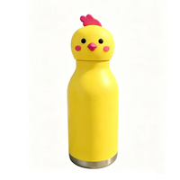 Bouteille d'eau isotherme en acier inoxydable pour enfants, motif tête d'animal de dessin animé, double usage avec paille, anti-fuite, logo personnalisable
