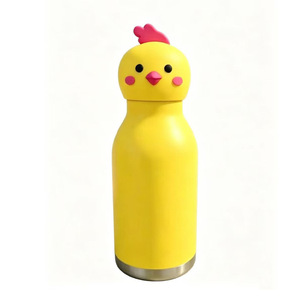 Botella de Agua Infantil de Acero Inoxidable con Aislamiento al Vacío, Diseño de Cabeza de Animal de Dibujos Animados, Doble Uso, con Pajita, Antiderrames, Logotipo Personalizable - Product Image 2