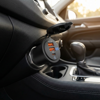 Prise de voiture USB 3 ports 66W QC3.0 PD 12V 24V à charge rapide, étanche, avec voltmètre LED pour voiture, camion, bateau, camping-car, avec interrupteur