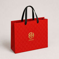 Sac shopping en papier rouge personnalisable avec logo, emballage cadeau, boutique de détail