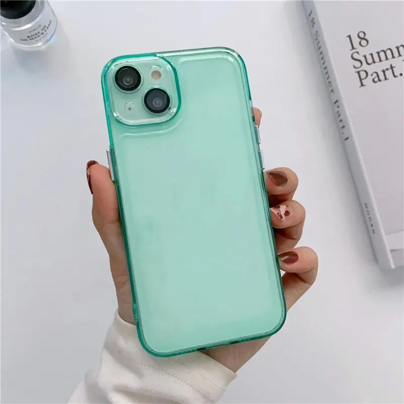 Transparent Square Frame Soft Silicone Case For iPhone 14 13 12 11 Pro Max Lens Film Protector Shockproof Bumper Cover Capa