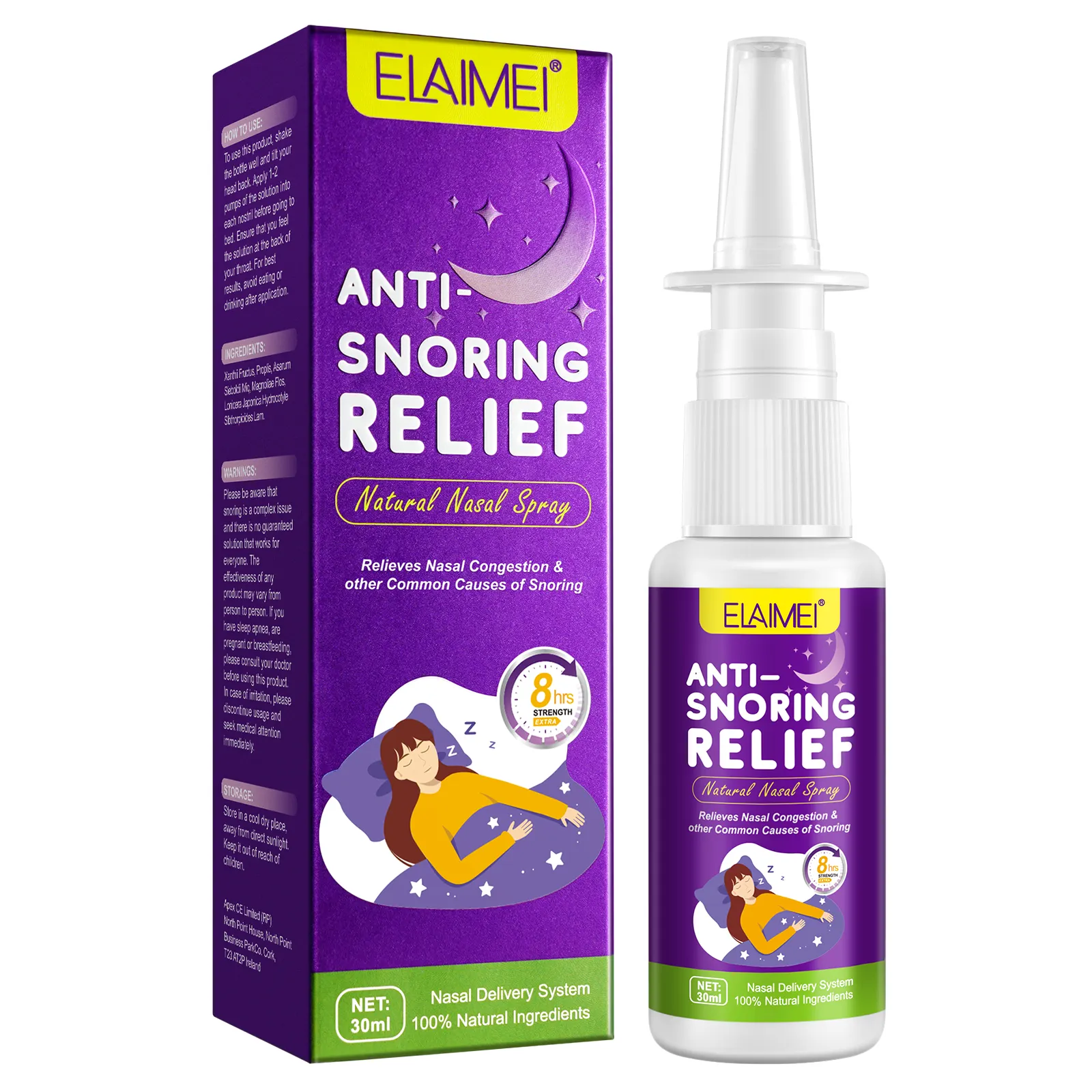 ELAIMEI Natural Nasal Spray Anti-snoring Solution Throat Breathing Snoring Relief Nasal Mist Anti Snoring Spray For Men & Women